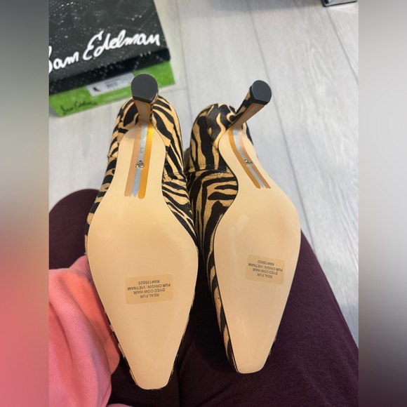 NIB Sam Edelman Women's Samantha Tiger Print calf hair Ankle Boots Size 9 - Picture 4 of 6